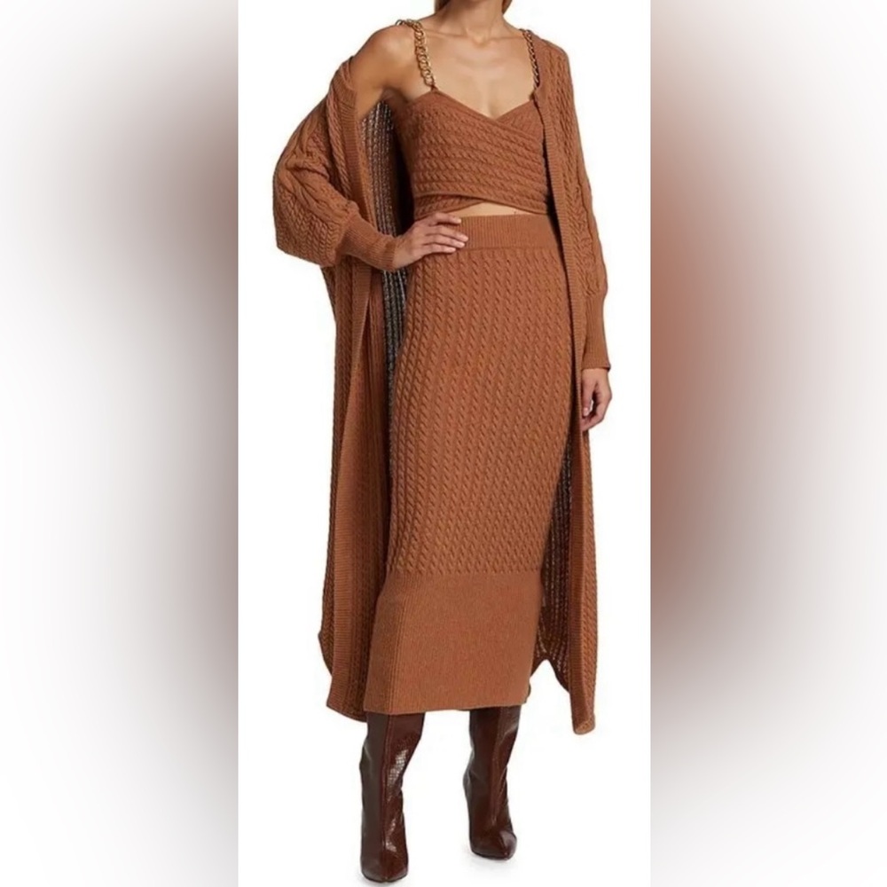 ❤️ NEW AMUR Draped Back Cable Knit Cardigan in Pecan color. Size:XS/S/M - Picture 7 of 10